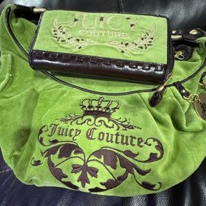 Juicy Couture Lime Green Velvet Shoulder Bag
